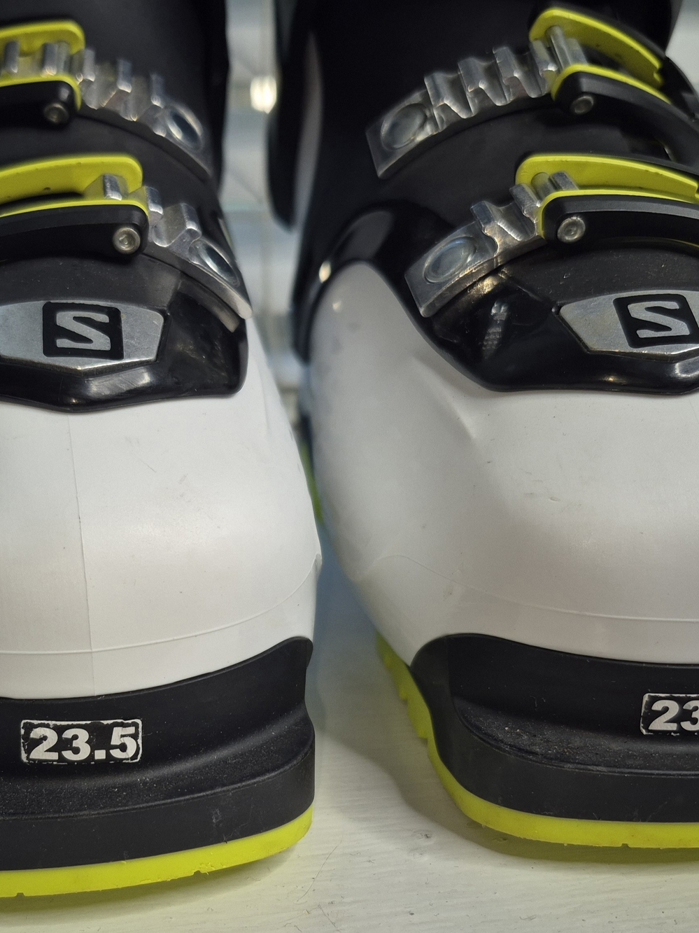 Salomon Ski Boots in White with Neon Yellow Accents